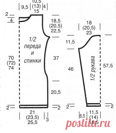 Трехцветная туника или модное платье - вяжем спицами