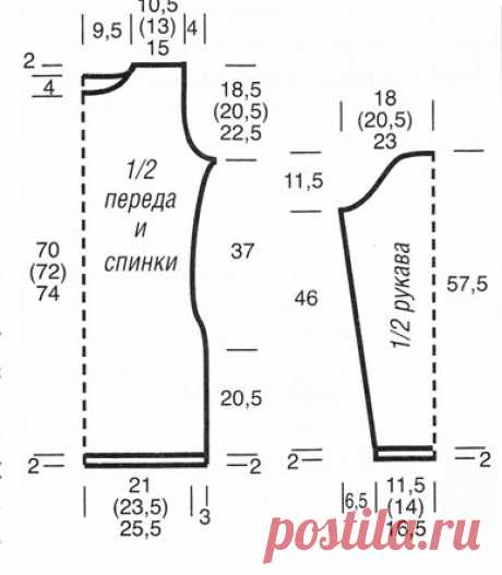 Трехцветная туника или модное платье - вяжем спицами