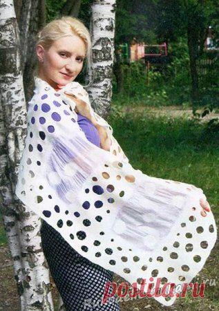 Ажурный палантин в технике нунофелтинг