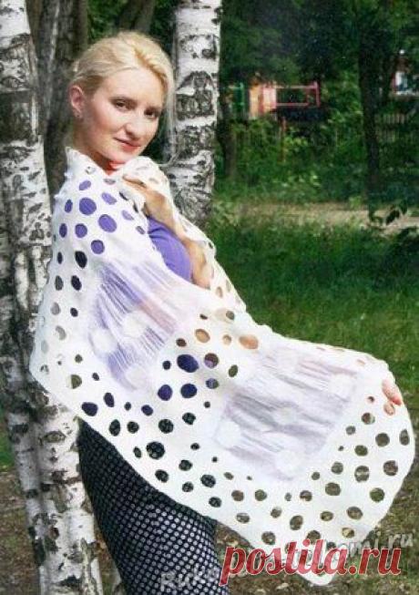 Ажурный палантин в технике нунофелтинг