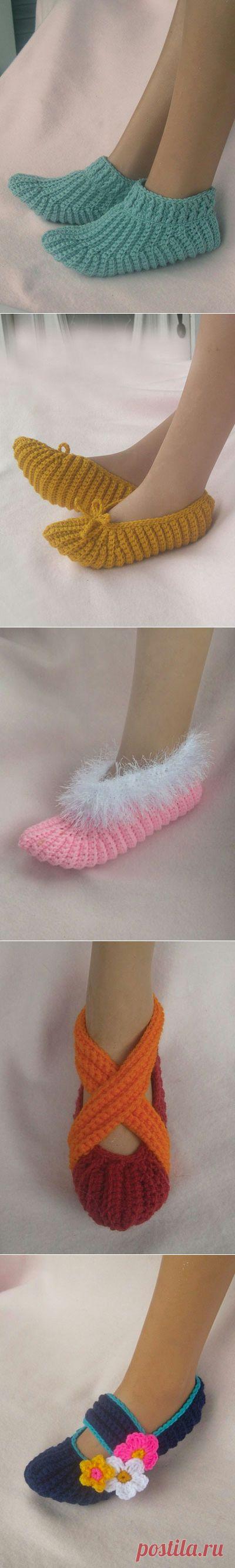 носочки-тапочки, вязанные крючком