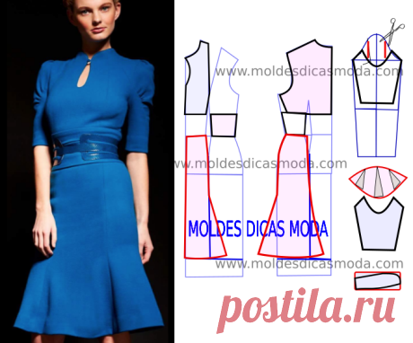 Vestido em malha com passo a passo do molde e informação técnica