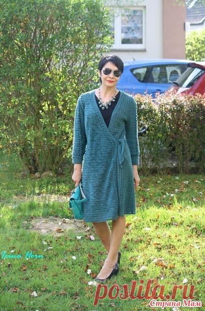 . Бирюзовое платье -кардиган с запахом. Крючок - Все в ажуре... (вязание крючком) - Страна Мам