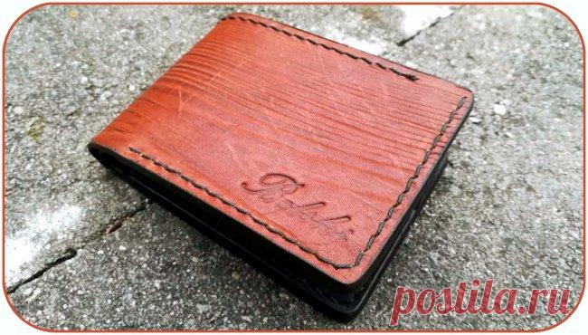 «Деревянное» портмоне, техника тиснения на коже текстуры дерева