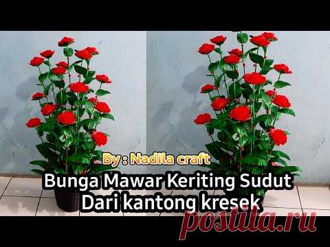 Cara membuat Bunga Mawar Keriting Sudut ruangan Dari kantong kresek