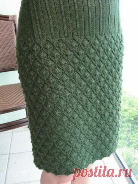 Вяжем спицами тёплую юбку