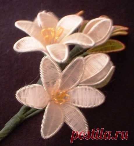 Ганутель. Букет цветов из проволоки и ниток мулине