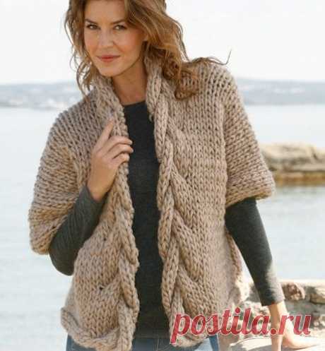 Hand Knit Wide Jacket with Cables Merino Wool Available in other color | tvkstyle - Knitting on ArtFire