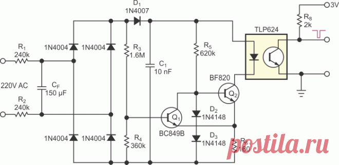 Усовершенствованная схема включения оптрона снижает потребление тока и замедляет старение светодиода - TLP126, TLP624