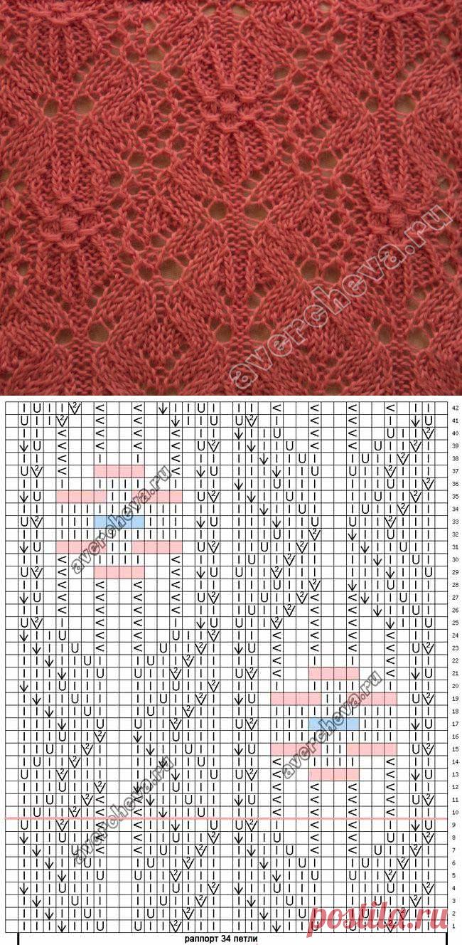 бабочка японская | каталог вязаных спицами узоров