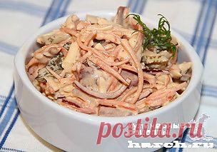 Салат с корейской морковью и копченым мясом “Домовой” | Харч.ру - рецепты для любителей вкусно поесть