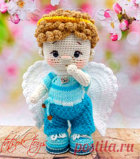 PDF Малыш Ангел крючком. FREE crochet pattern; Аmigurumi doll patterns. Амигуруми схемы и описания на русском. Вязаные игрушки и поделки своими руками #amimore - ангел, ангелок, ангелочек, кукла, куколка, мальчик.