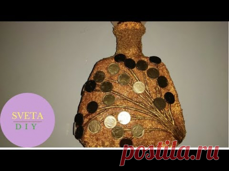 Декор бутылки денежная веточка своими руками  Как декорировать украсить бутылку монетами.