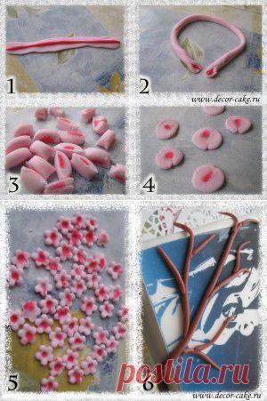 Веточка сакуры из мастики своими руками |