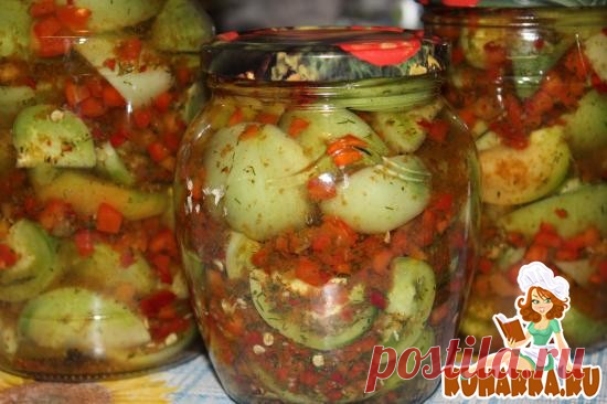 Зелёные помидорки по - армянски Очень вкусная и ароматная закуска для гостей!