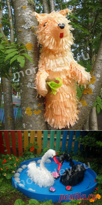 Красивые поделки для улицы (дачи, сада) из бутылок и пакетов | МОРЕ творческих идей для детей