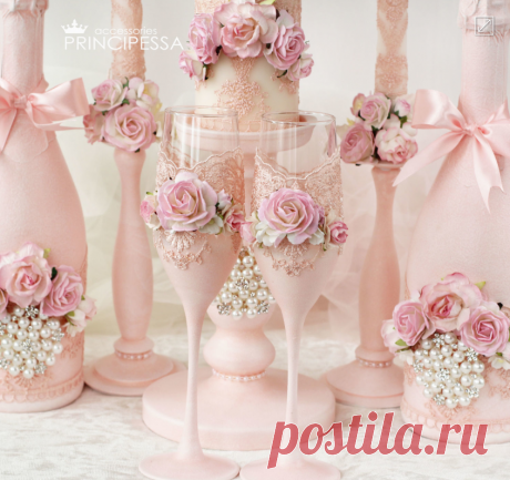 "Пудровый" бокалы свадебные – купить в интернет-магазине на Ярмарке Мастеров с доставкой - FXS7LRU | Химки
