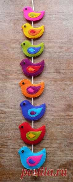colorful felt birds garland