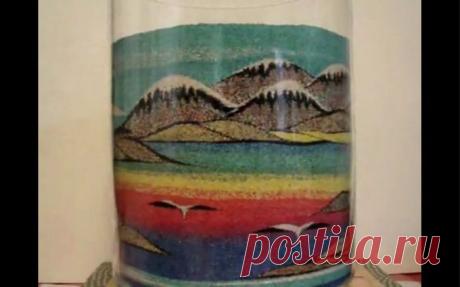 Композиция из песка. Объемная картина в стакане