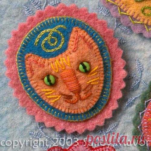 Felt Cat Pin tutorial This project is from my how-to book, Felt Wee Folk. I showed how to make the cat pin on HGTV’s The Carol Duvall Show soon after the book came out in 2003. Here are the same pieces we used in …
