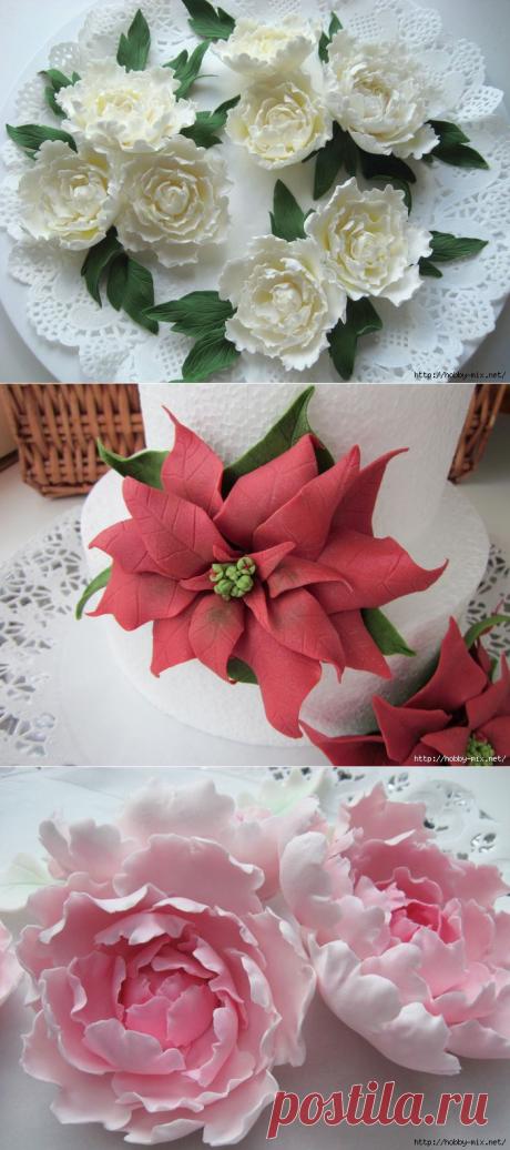 Лепка. Шикарные цветы из сахарной мастики для украшения тортов. Фото мастер- классы- часть 2