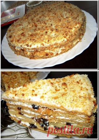 Торт медовый с черносливом.