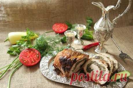 Меню недели - Мясной рулет с зеленью и грибами.