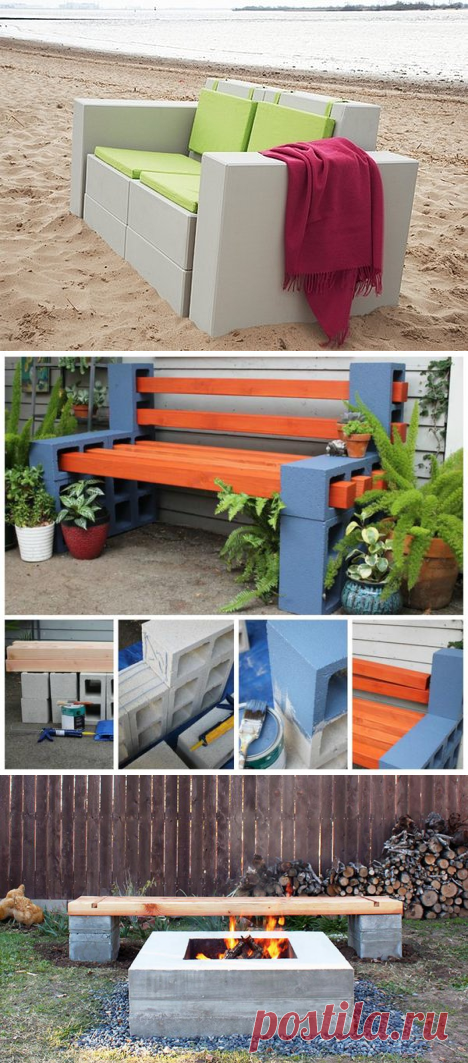 диван из блоков лавочка из бетонных блоков без гвоздей деревянная лавочка на блоках своими руками
