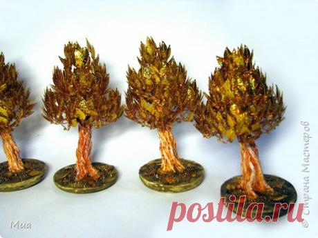 Осенние деревца из пайеток | Страна Мастеров
