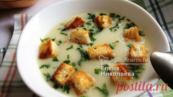 Картофельный суп с луком-пореем и гренками - рецепт пошаговый с фото