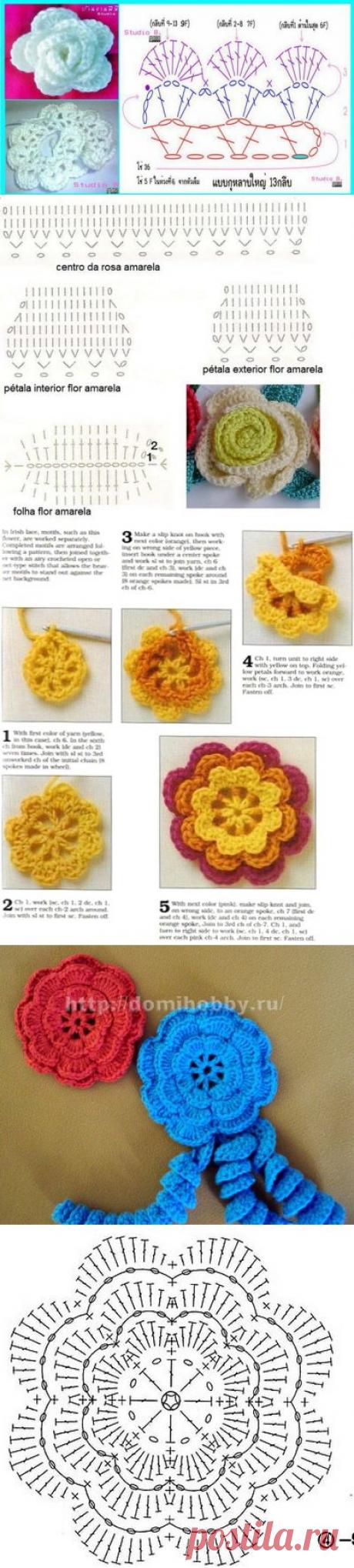 Fleurs colorées et leurs grilles gratuites , au Crochet ! - Le blog de Anne