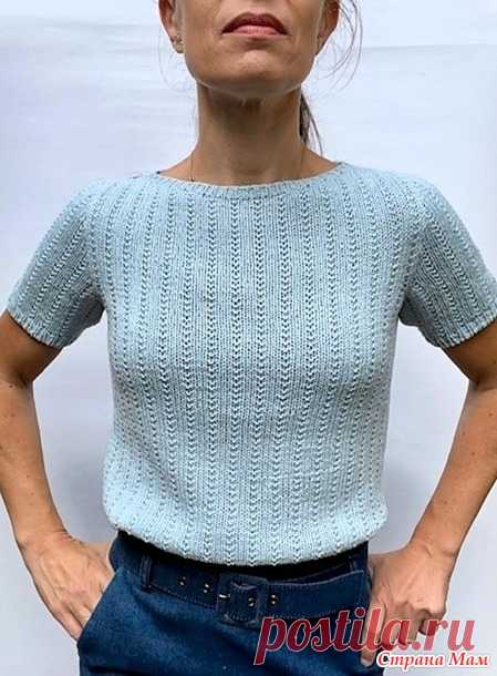 Футболка Butterfly Knit Tee от Trine knitwear. Спицы. - ВЯЗАНАЯ МОДА+ ДЛЯ НЕМОДЕЛЬНЫХ ДАМ - Страна Мам