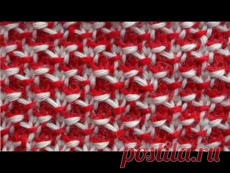 Tunisian crochet pattern Жаккардовый узор  Тунисское вязание   Узор 10