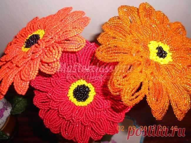 Бисероплетение цветов. Герберы из бисера. Мастер класс с пошаговыми фото