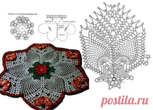 КРАСИВЫЕ САЛФЕТКИ С БАБОЧКАМИ, ВЯЗАНЫЕ КРЮЧКОМ.