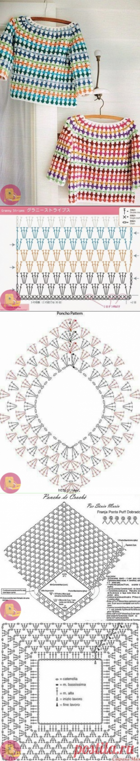 Цветной пуловер крючком — Сделай сам, идеи для творчества - DIY Ideas
