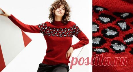Le pull rouge jacquard panthère | Prima