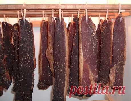 Вяленое мясо в духовке или отличная закуска к пиву за пару часов.