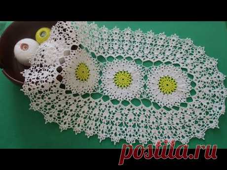 ОВАЛЬНАЯ САЛФЕТКА С РОМАШКАМИ КРЮЧКОМ. ЧАСТЬ 1