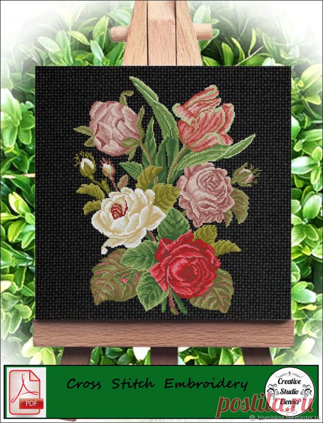 Старинная схема вышивки крестом Цветы 1 – купить на Ярмарке Мастеров – QS8HKRU | Схемы для вышивки, Таганрог Старинная схема вышивки крестом Цветы 1 в интернет-магазине на Ярмарке Мастеров. Старинная схема вышивки крестом 