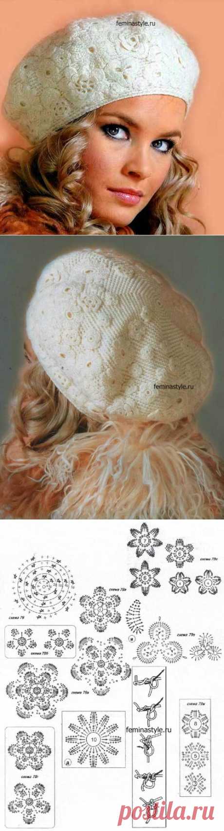 Элегантный берет связанный крючком / Рукоделие / Домоводство / Женские секреты / Женский стиль