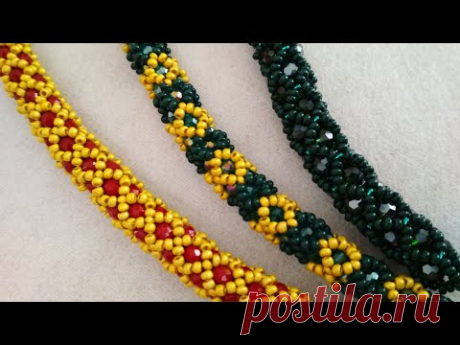 Bracelet or necklace. Жгут из бисера и бусин. МК