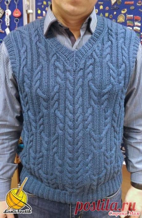 Мужской жилет спицами - Вязание - Страна Мам