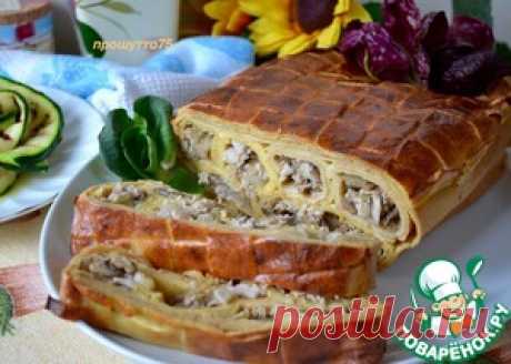 Блинный пирог с курицей и грибами - кулинарный рецепт