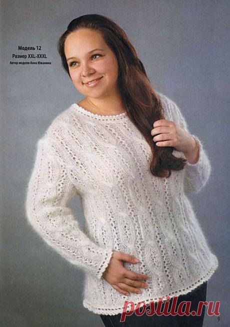 Ажурный пуловер из ангоры для полных дам