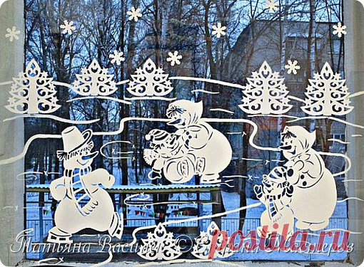 Весёлые Снеговички (оформление окон вытынанками+шаблоны)