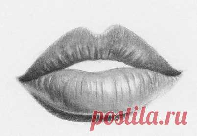 Рисуем губы простым карандашом
