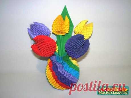 Модульное оригами Ваза для цветов. Мастер-класс