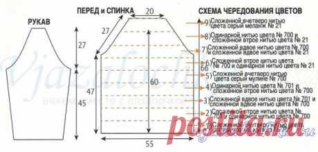 Мужской пуловер реглан спицами