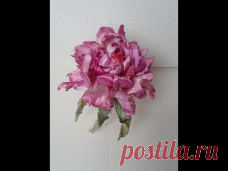 Пион.Ленты. Окраска.Гофрировка паяльником.Peony. Ribbons. Coloring. Drying with soldering iron.